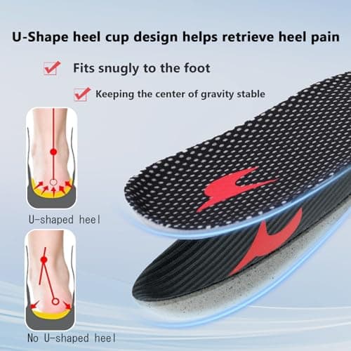 Shoe Insoles, Comfort Thin Lightweight Shock Absorption and Cushion Shoe Insole, Best Insoles for Men and Women for Everyday Use (White, L:(Men8.5-9.5/Women9.5-10.5)) 5