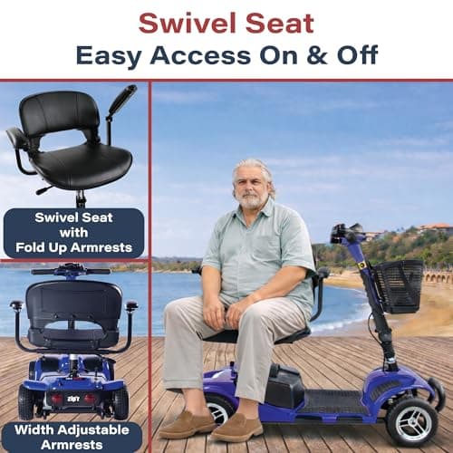 Zipr Roo 4 Wheel Mobility Scooter - 29 lbs Heaviest Piece - Powered Wheelchair - Compact Heavy Duty Mobile for Travel, Seniors, Adults, Handicapped - Long Range Battery with Charger Basket Included 7