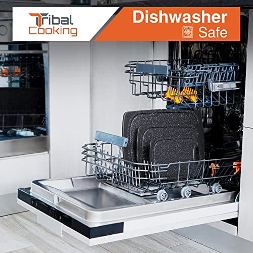 Tribal Cooking Cutting Boards - 3 Set - Warrior Strength Small to Extra Large Cutting Boards for Kitchen, Meat, Vegetables - Dishwasher Safe, Juice Groove, Non-Slip Rubber Chopping Board Set 6