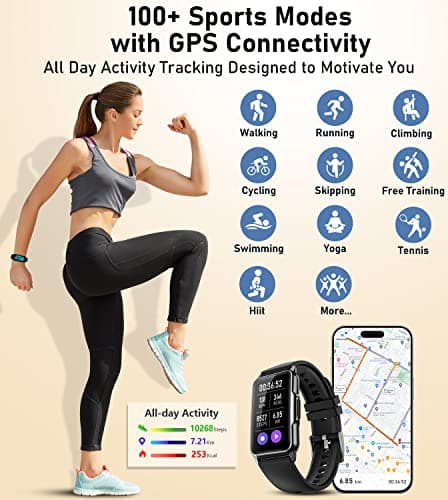 Smart Watch Health Fitness Tracker with 24/7 Heart Rate, Blood Oxygen Blood Pressure Sleep Monitor, 115 Sports Modes, Step Calorie Counter Pedometer IP68 Waterproof for Android and iPhone Women Men 5