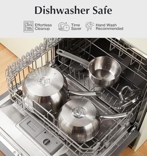 KOCH SYSTEME CS Stainless Steel Saucepan Set, 1QT & 2QT & 3QT Sauce Pan, Premium 18/10 Steel Sauce Pan Set, Induction Saucepans, Stainless Steel Pot Set 6 Piece, Easy to Clean, Oven Safe 5