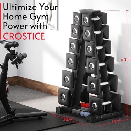 Dumbbell Rack Stand Only, Compatible with Peloton Weights, Ergonomic Weight Rack for Home Gym Dumbbells with 6-Tier, Space-Saving Home Gym Storage Rack, Plus Neoprene Set Storage, Compact 7