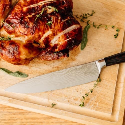 Yatoshi 15 Piece Classic Knife Block Set - Pro Kitchen Knife Set Ultra Sharp High Carbon Stainless Steel with Ergonomic Handle, Brown 8