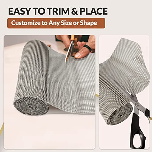 Ultra-Premium Drawer and Shelf Liner, 12 Inch x 20 FT Heavy-Duty and Slip-resistant Liner, Durable Non Adhesive Waterproof Roll, for Drawers, Kitchen, Cabinets, Shelves, Desks, Light Grey 6