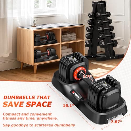 Rendpas Adjustable Dumbbells Set of 2, 1-Sec Adjustable Weights Dumbbells Set, 10 in 1 Dumbbell Set with Anti-Slip Texture Handle, Weight Set For Home Gym Suit both Men and Women 6