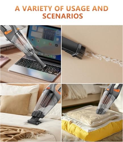 MYUAKO Handheld Vacuum Cordless, 18000Pa 160W Hand,30Min Car Vacuum Portable Cordless Rechargeable High Power Lightweight LED Light Fast Charge Vacuum Cleaner for Car Home 5