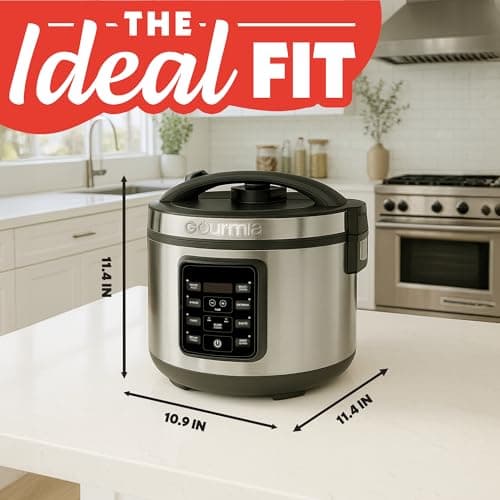 Gourmia Rice Cooker – 5 Qt Capacity, 20 Cup Cooked, 10 Cup Uncooked, Digital Controls, 6 Cooking Presets, Grain Cooker & Steamer, Nonstick Pot, Steam Tray, Delay Timer, Keep Warm, Stainless Steel 9