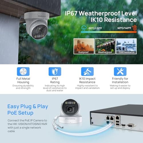 PANOEAGLE 4K AI IP POE PTZ Camera, 8MP PTZ Security Camera Outdoor,5X Optical Zoom 2.7~13.5mm Lens, 2-Way Audio, Smart Human/Vehicle Detection, Spotlight Color Night Vision,SD(512GB), IP67 7