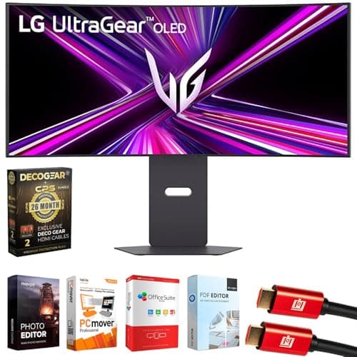LG 34GX900A-B 34" Ultragear WQHD OLED Curved Gaming Monitor 240Hz, DisplayHDR Bundle with Elite Suite 18, 2X HDMI Cable and Deco Gear CPS Exclusive 26 Month Protection Pack (BEACH-CPS-26M1500)