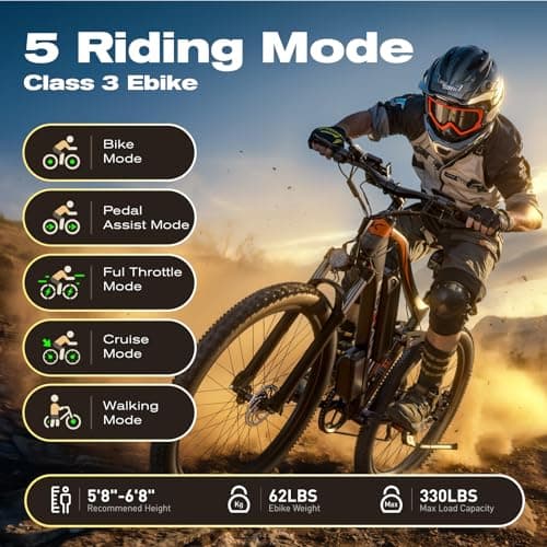 Electric Bike for Adults Peak 1500W 32Mph 840Wh Battery 27.5" Ebike 80 Miles Electric Mountain Bicycle for Men 7 Speed Gears Full Suspension System for Commuter 5