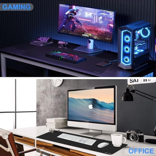 cimetech Gaming Mouse Pad XXL - Boost Your Gaming Performance and Comfort, Superfine Fiber Desktop Extended Large MousePads Waterproof Keyboard Desk Mat with Non-Slip Base - Black 8