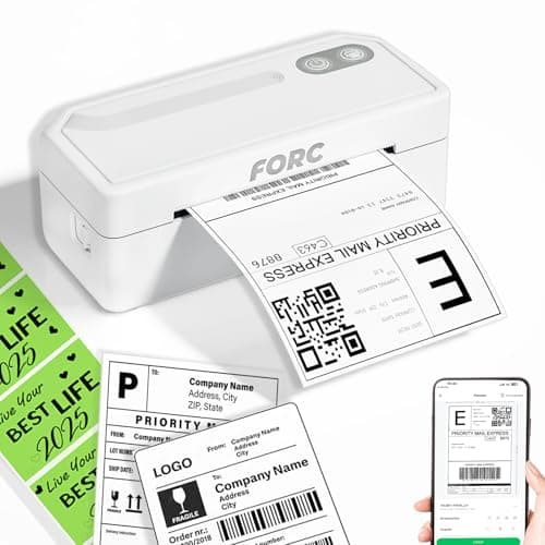 Forc Shipping Label Printer,4X6 Thermal Label Printer for Small Business & Office Package,Compatible with Android, iOS, Windows and Mac, Widely Used for Amazon,UPS,Etsy,USPS