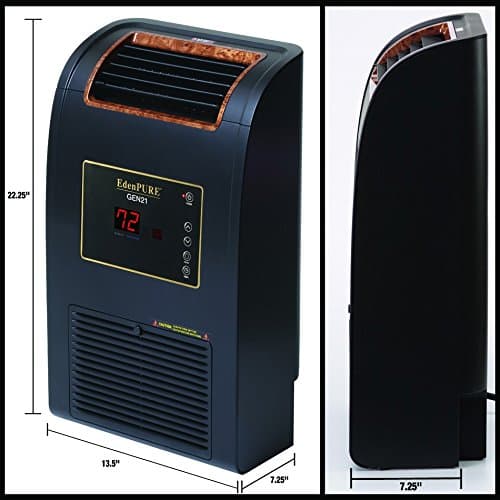 EdenPURE GEN21 Infrared Heater and Cooling Fan – 1500W PTC Heater with Floor-Air Intake and Upward Airflow, Bladeless Fan Technology, Compact Wall-Hugger and Quiet 7