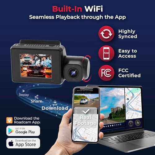 B+L USA 4K Premium 3 Channel Dash Cam with Sony STARVIS IMX Sensors 4K Front + 2K Rear + 1080P FHD Inside Dash Camera for Cars, Night Vision, WiFi, GPS, G-Sensor Safety, Free MicroSD 64GB Card 5