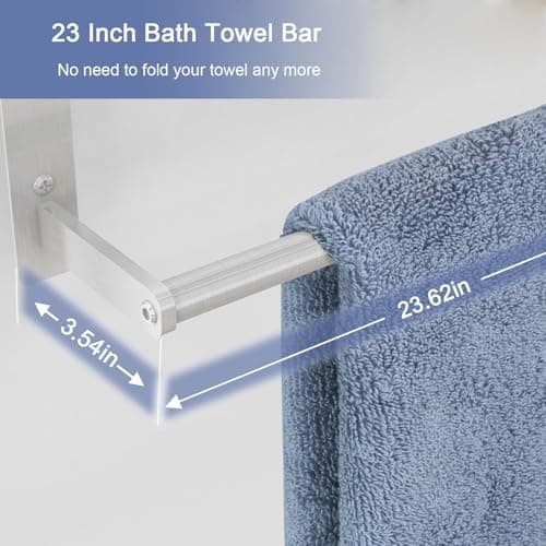 Hotel Towel Racks for Bathroom Wall Mounted, BETHOM 24 Inch Towel Shelf for Bathroom, 3-Tier Bathroom Towel Rack with Tower Bars, Brushed Nickel 5