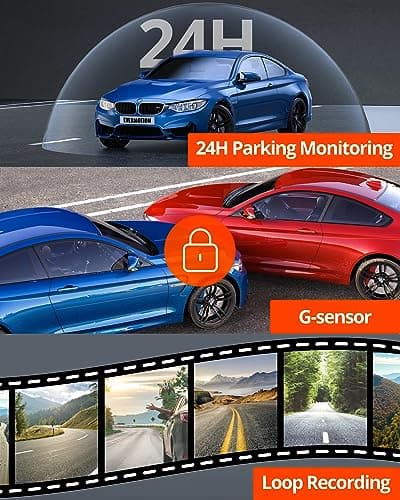 Kingslim D4PRO Dash Cam Front and Rear - 4K + 2K Dual Car Dashcam with WiFi GPS Dash Camera, Optional Inside Recording, Voice Control, Type C, Support 256GB Max 8