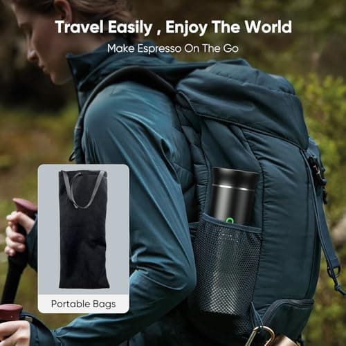 Portable Espresso Machine, Travel Coffee Machine for Camping, Car Self-Heating Coffee Maker with USB-C,Compatible With Ground Coffee & NS Capsules, Portable Espresso Maker for RV, Home, Hiking 8