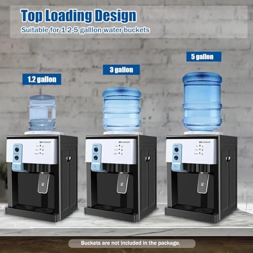 5 Gallon Hot and Cold Water Dispenser, Countertop Water Dispenser, Top Loading Hot & Cold Water Cooler Dispenser with 3 Temperature Settings,for Office, in The Desk Bedside Cabinet, Tea Table, Bar 5
