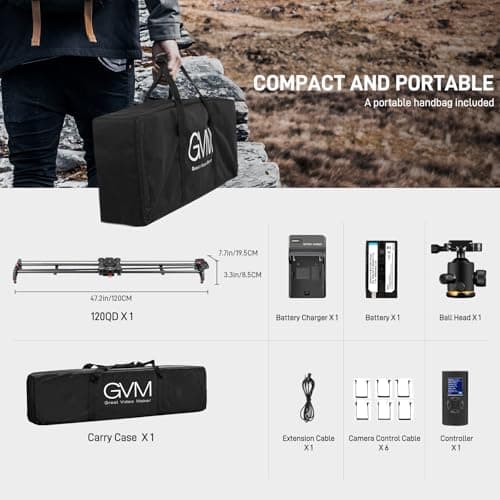 GVM 48"/120CM Carbon Fiber Motorized Camera Slider, Professional Camera Slider with Remote Control, Support Video Mode, Time Lapse Photography, Horizontal, Tracking and 120° Panoramic Shooting 9