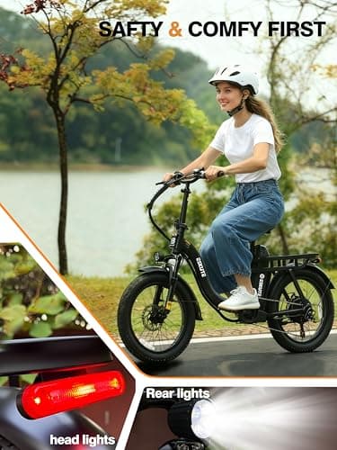 ESKUTE Electric Bike for Adults – 1200W Peak Motor, Folding 20x3 Fat Tire E‑Bike, 48V 10.4Ah Battery, Step‑Through Cargo Fold Ebike, 28 MPH, 7‑Speed, Up to 55 Miles 6