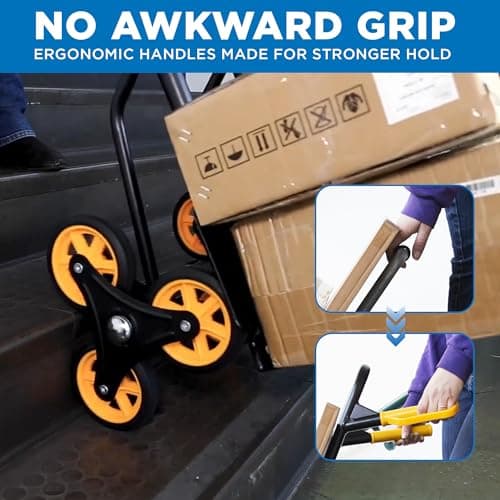 Mount-It! Stair Climbing Dolly for Moving, Heavy-Duty Hand Truck for Stairs with 6 Wheels, Folding Stair Climber Cart with Telescoping Handle, 330 lb Flat / 265 lb Stair Capacity 8