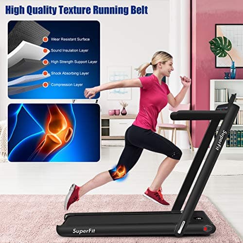 GYMAX Walking Pad, 2.25HP Dual Display Foldable Treadmill for Home with Remote/Smart App Control, Portable Compact Treadmill for Office Under Desk, Folding Running Machine for Small Spaces (Black) 6