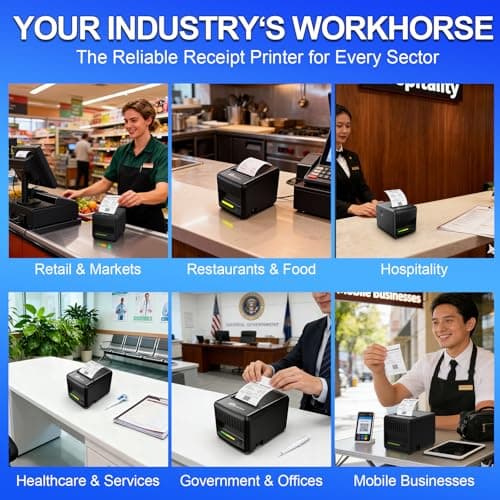 Milestone P80E POS Receipt Printer, 80mm USB Thermal Receipt Printer with Auto Cutter & Audio-Visual Alerts, Restaurant Kitchen Retail Printers with USB Ethernet Cash Drawer Support Windows Mac 6