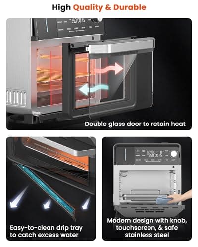 Nuwave Combi Steam Oven, Non-Toxic Stainless Steel Multi-Cooker with Air Fry, Sous Vide, Toast & More, 50-450°F Precision, 120 Presets, Moisture Control, Programmable, Easy to Clean, 16 quarts 7