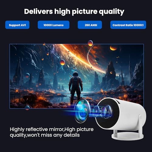 [Auto Keystone]HY300Pro Portable Mini Projector with Wi-Fi Bluetooth USB HDMI, Full HD 1080P 4K Support, Built-in Android Netflix & YouTube Ready, Home movie theater, Kids Gift,Phone & PC Mirroring 6