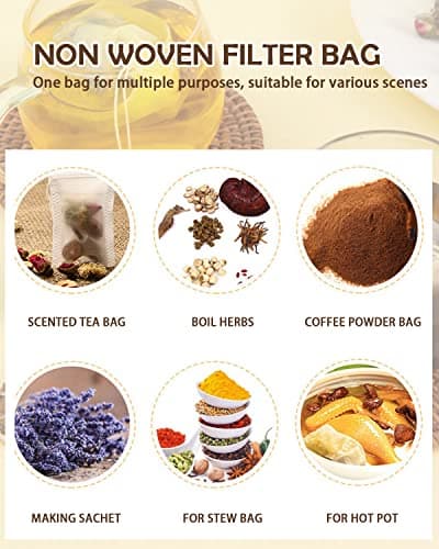 200pcs Disposable Tea Bags for Loose Leaf Tea, Tea Filter Bags with Free Tea Spoon for Loose Tea Loose Leaf Tea, Coffee, Spice, Herbs (QS53) 5