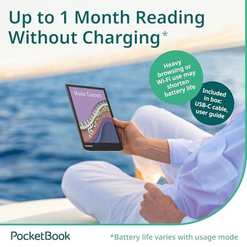 PocketBook InkPad Color 3 E Ink E-Reader 32GB - Enhanced 7.8'' Color E-Paper Display-Eye-Friendly Audio-Book & E-Book Reader-Text-to-Speech-SMARTlight, Bluetooth, Built-in Speaker-Waterproof 8