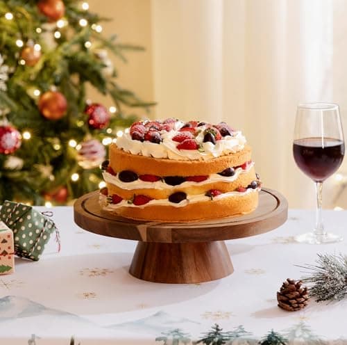 Farmyards Acacia Wood Cake Stand with Acrylic Dome Lid - 12in Acacia Wood 2-in-1 Footed Round Cake Holder, Cake Plate Display with Cover for Baking Gifts, Large Dessert Table Display Set & Charcuterie Board for Parties 7