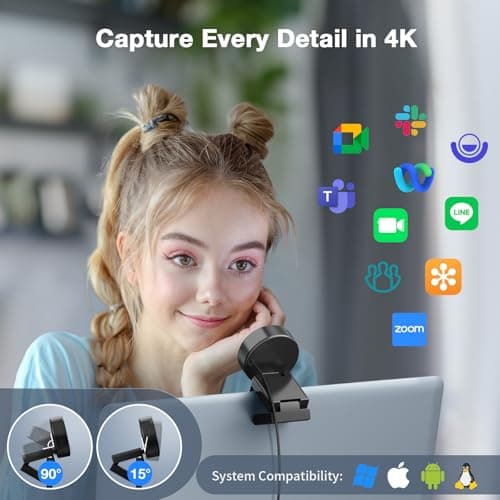 EMEET C950 4K Webcam for PC - PDAF Autofocus, USB Webcam with Microphone & Physical Privacy Cover, 1080P@60FPS, USB 2.0 Plug&Play, No Tripod Hole, Web Cam w/ 70°View for Meeting/Online Classes/Zoom 9