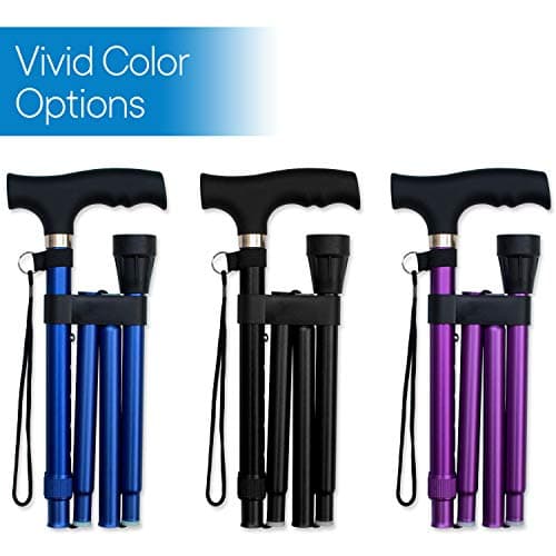 RMS Folding Cane - Foldable, Adjustable, Lightweight Aluminum Offset Walking Cane - Collapsible Walking Stick with Ergonomic Derby Handle - Ideal Daily Living Aid for Limited Mobility (Lavender) 8