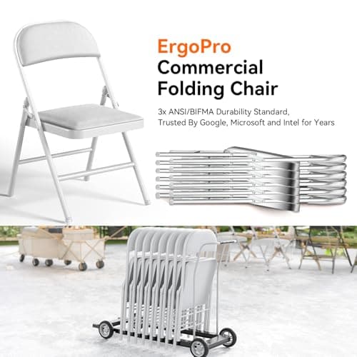 LUCKPRO 1 Pack Folding Chairs with Cushion Padded - Metal Chairs w/Comfortable Seats and Durable Steel Frame Foldable Chair for Indoor Outdoor Wedding, Party, Backyard & Office Events (White, 1 Pack) 6