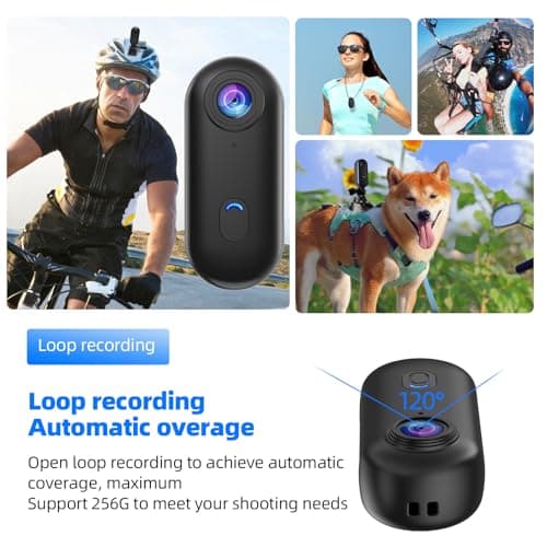 dahocamgo 4K Mini Body Camera, Sports POV Cameras, Portable Body Cam, Thumb Action Camera, Waterproof Wearable Camera, Helmet Mounted Hands Free Recording for Cycling, Motorcycle, Vlogging (Black) 6