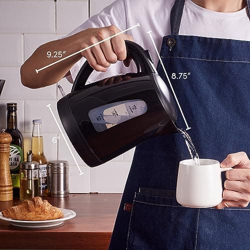 Elite Gourmet EKT8690 1.7L Electric Tea Kettle 1500W Hot Water Heater Boiler BPA-Free, Fast Boil, Water Level Window and Auto Shut-Off, Black 6