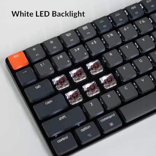 Keychron K3 Version 2, 84 Keys Ultra-Slim Wireless Bluetooth/USB Wired Mechanical Keyboard with White LED Backlit, Low-Profile Keychron Mechanical Brown Switch Compatible with Mac Windows 8