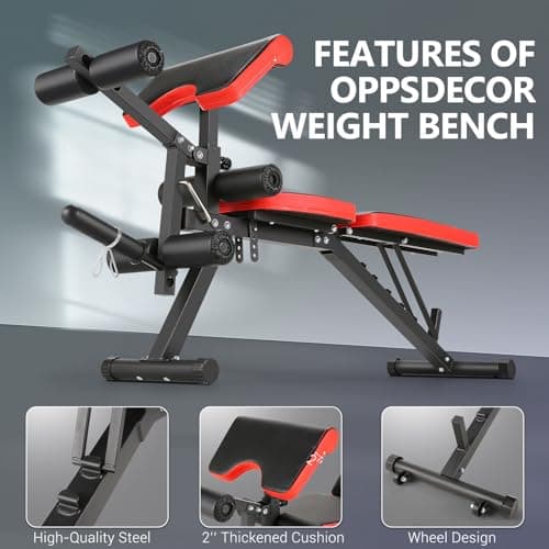 OPPSDECOR 800LBS Adjustable Weight Bench, Workout Bench for Home Gym, Weight Bench with Leg Extension and Leg Curl, Preacher Curl Bench, Gym Bench Exercise Bench 5