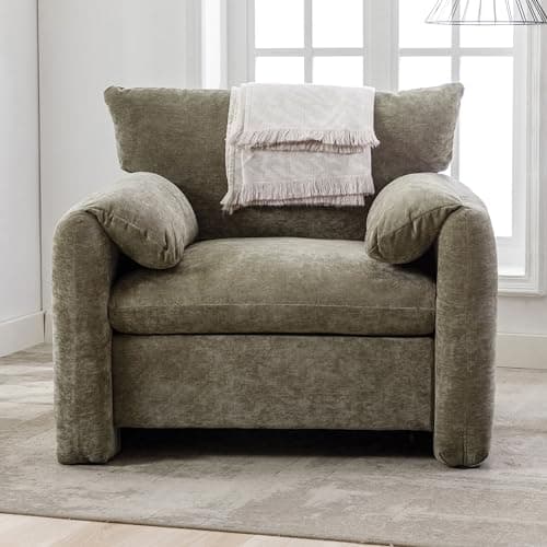 Lifeand 38.6" W Modern Style Chenille Oversized Armchair Accent Chair Single Sofa for Living Room, Bedroom,Green