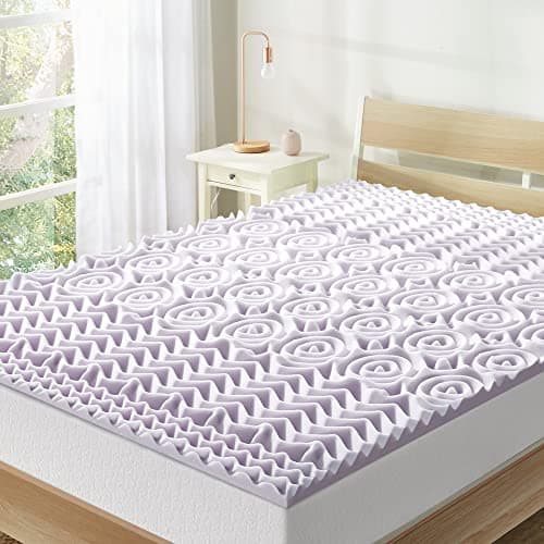 Mellow 1.5 Inch 5-Zone Memory Foam Mattress Topper, Soothing Lavender Infusion, Twin