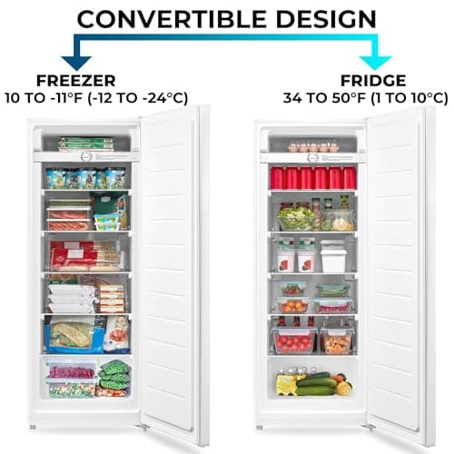 Kenmore 7.0 Cubic Feet Capacity, White Upright freezer - Convertible Refrigerator/Freezer, 5 Shelve, Garage Ready, Meat Storage, Auto Defrost, Congelador For Home, Apartment, Cottage, Basement, Dorm 3