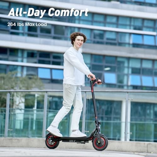 Electric Scooter, 22 Miles Long Range, 21 MPH Max Speed, 10" Pneumatic Tire, 500W Powerful Motor, Disc Brake & Smart APP, with Lights, Portable Foldable Commuting Electric Scooter for Adults and Teens 8