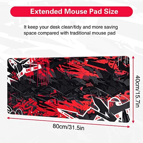 Canjoy Gaming Mouse Pad 31.5x15.8inch Extended XXL Large Mouse Pad Big Computer Keyboard Mouse Mat Desk Pad with Non-Slip & Rubber Base & Stitched Edge 6
