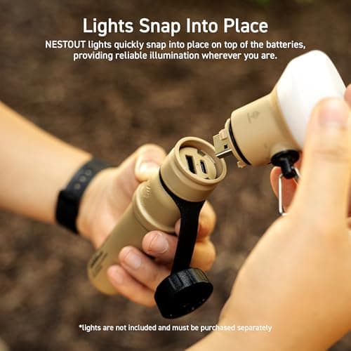 NESTOUT Rugged Portable Charger, 5000mAh Outdoor Battery Power Bank, 15W USB C Fast Charging, Waterproof IP67, Durable Shockproof, Tactical Battery Pack for Phone Military EDC Hiking Camping (Beige) 10