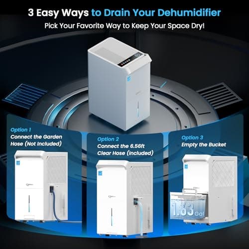 5,000 Sq.Ft Most Efficient Energy Star 2024 Dehumidifier,Vellgoo Max 120 Pint/D Compressor Dehumidifier for Basement with Drain Hose, Smart Humidity Control for Home, Large Rooms 5