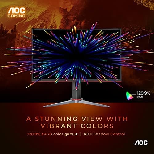 AOC CQ32G2S 32" Curved Frameless Gaming Monitor 2K QHD, 1500R Curved VA, 1ms, 165Hz, FreeSync, Height adjustable, 3-Year Zero Dead Pixel Guarantee,Black 5