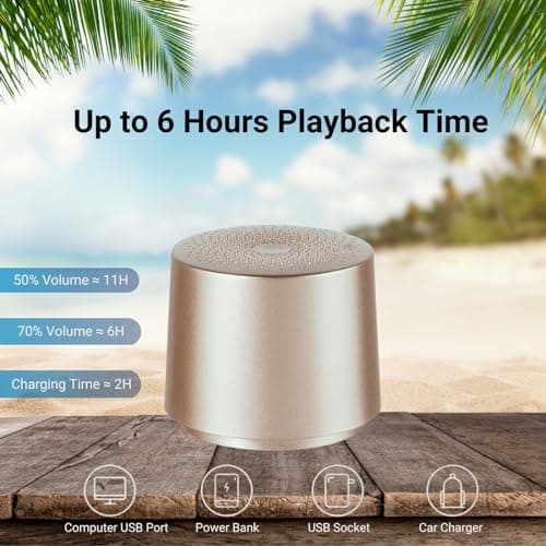 HOAIYO TWS Portable Wireless Speaker with Built in Mic and Play 2 Speakers Together (Gold) 9