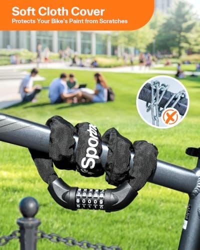 Sportneer Bike Lock: 5 Digit Combination High Security Anti Theft Bike Chain Lock - 3.2/3.6/4ft Heavy Duty Keyless Bicycle Lock for Bike Motorcycle Scooter Door & Gate - Easy to Use, Bike Accessories 7