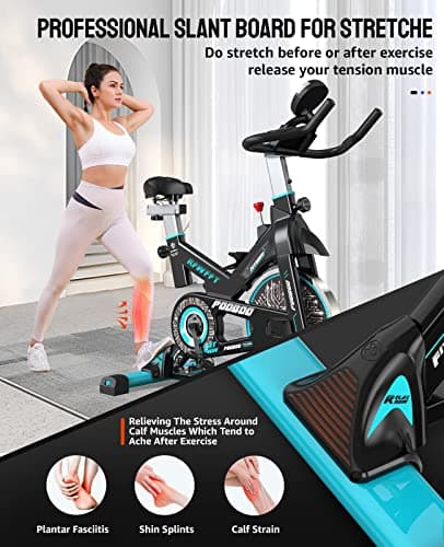 Exercise Bike Adjustable Resistance Cardio Workout Indoor Fitness Bike w/LCD Monitor Adjustable Seat Straps Foot Pads Home Office Fitness Training Workout 5